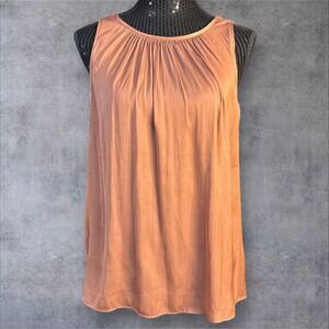 Current‎ Air by Anthropologie Sleek Draped Low-Back Blouse Color:Terracotta/Rust